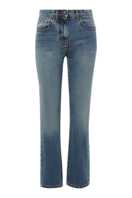 Palm-Embroidered Straight-Leg Jeans
